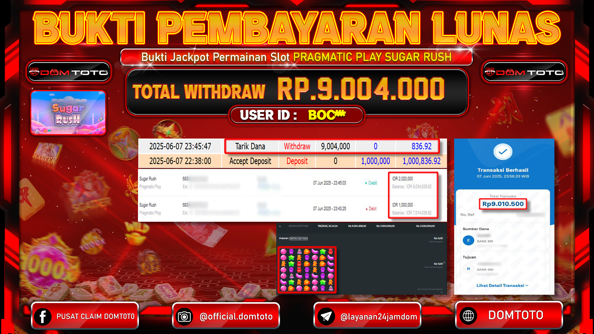 JACKPOT SLOT SUGAR RUSH 07 JUNI 2025